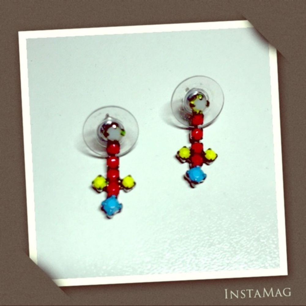 Neon Multicolored Crystal Mini Earrings